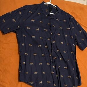 H&M Navy Blue Shirt with Cheetah print